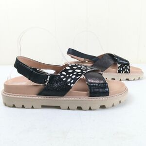 Dolce Vita Niles Women Size 9.5 Sandals Black Multi Leather Ankle Strap Lug Sole